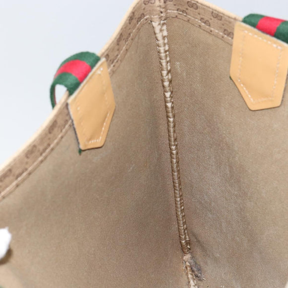 GUCCI Micro GG Supreme Web Sherry Line Tote Bag PVC Beige Auth yk19729