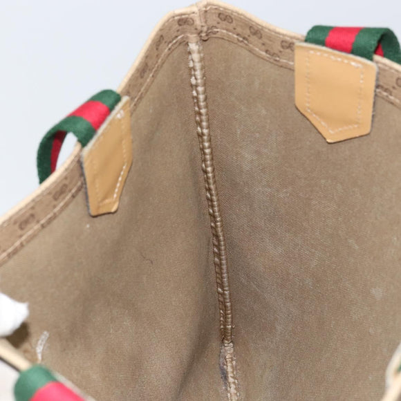 GUCCI Micro GG Supreme Web Sherry Line Tote Bag PVC Beige Auth yk19729