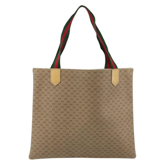 GUCCI Micro GG Supreme Web Sherry Line Tote Bag PVC Beige Auth yk19729