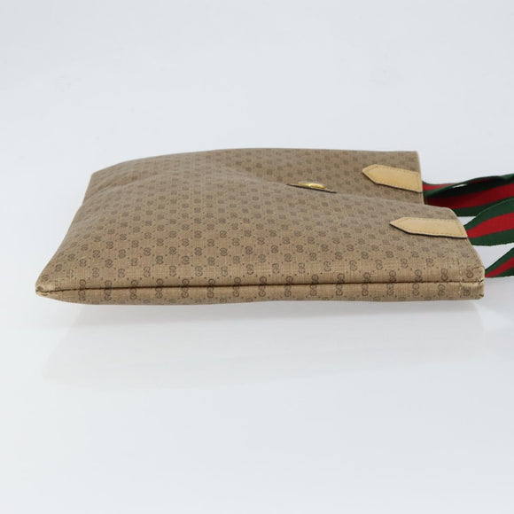 GUCCI Micro GG Supreme Web Sherry Line Tote Bag PVC Beige Auth yk19729
