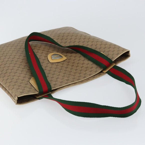 GUCCI Micro GG Supreme Web Sherry Line Tote Bag PVC Beige Auth yk19729