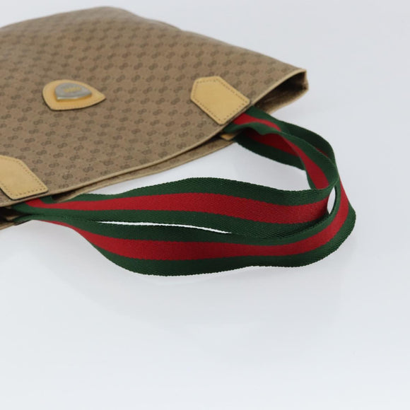 GUCCI Micro GG Supreme Web Sherry Line Tote Bag PVC Beige Auth yk19729