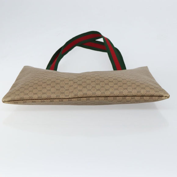 GUCCI Micro GG Supreme Web Sherry Line Tote Bag PVC Beige Auth yk19729