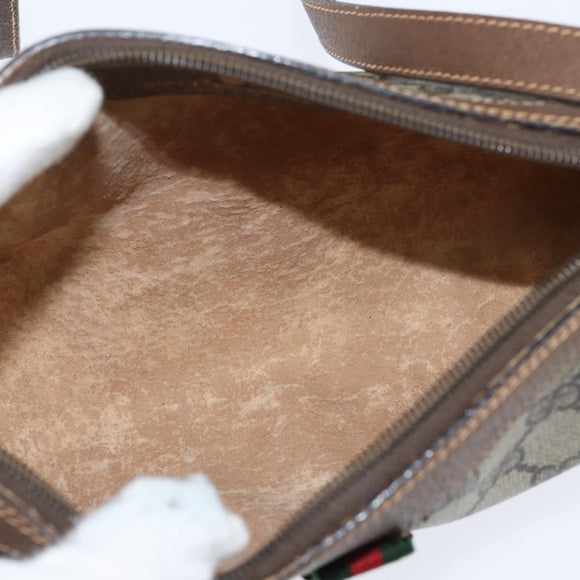 GUCCI GG Supreme Web Sherry Line Bag PVC Beige Gold 89 02 018 Auth yk19730