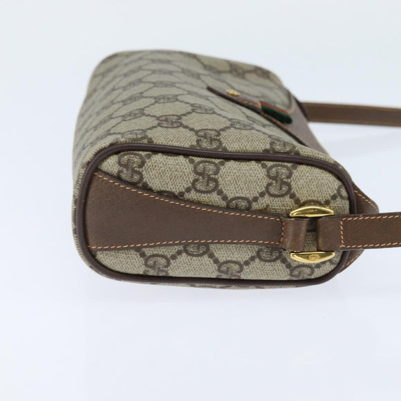 GUCCI GG Supreme Web Sherry Line Bag PVC Beige Gold 89 02 018 Auth yk19730