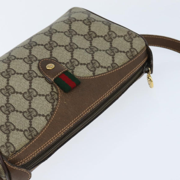 GUCCI GG Supreme Web Sherry Line Bag PVC Beige Gold 89 02 018 Auth yk19730