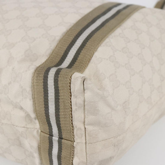 GUCCI GG Canvas Tote Bag White Beige 189669 Auth yk19750