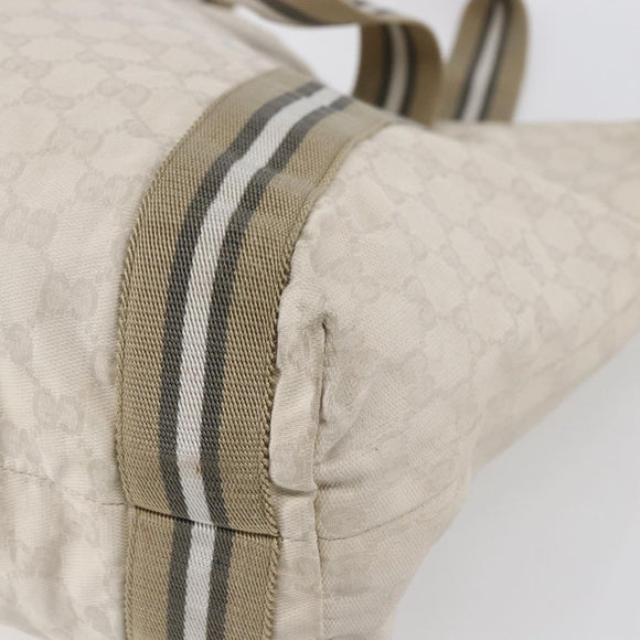 GUCCI GG Canvas Tote Bag White Beige 189669 Auth yk19750