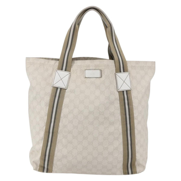 GUCCI GG Canvas Tote Bag White Beige 189669 Auth yk19750