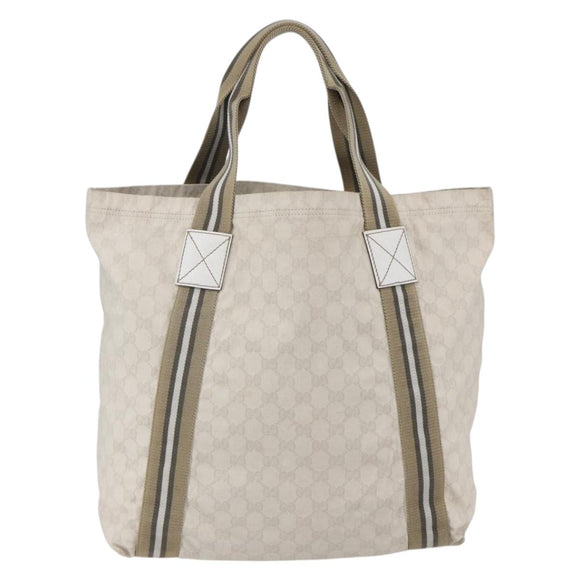 GUCCI GG Canvas Tote Bag White Beige 189669 Auth yk19750