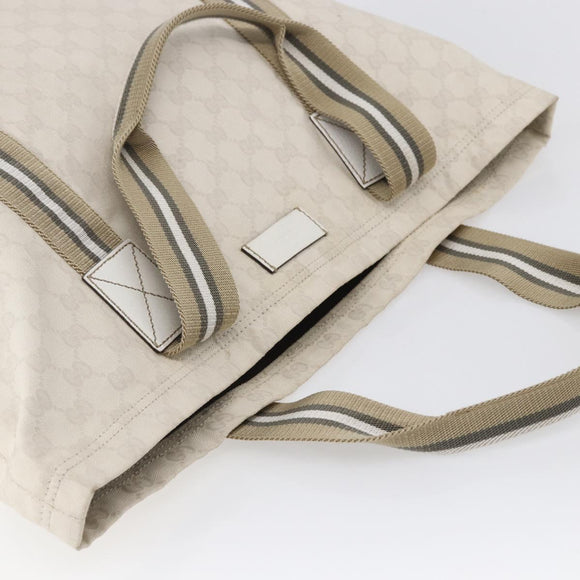 GUCCI GG Canvas Tote Bag White Beige 189669 Auth yk19750