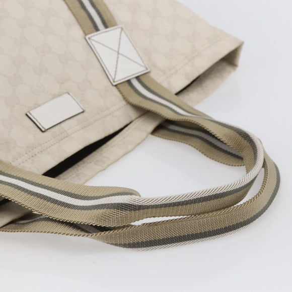GUCCI GG Canvas Tote Bag White Beige 189669 Auth yk19750