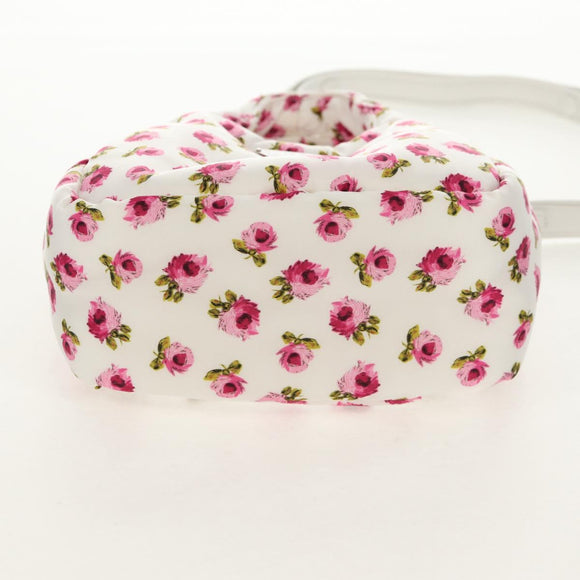 PRADA Floral Hand Bag Nylon 2way White Pink Silver 1BA359 Auth yk19751M
