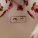 PRADA Floral Hand Bag Nylon 2way White Pink Silver 1BA359 Auth yk19751M-22