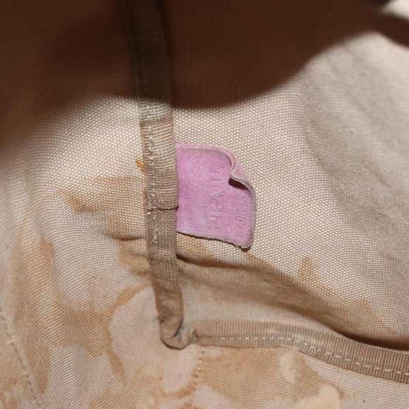 PRADA Tote Bag Canvas Leather Beige Silver Auth yk19753