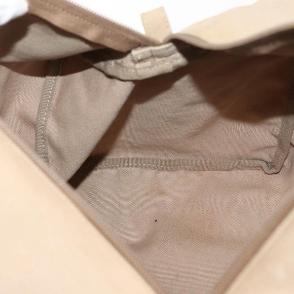 PRADA Tote Bag Canvas Leather Beige Silver Auth yk19753