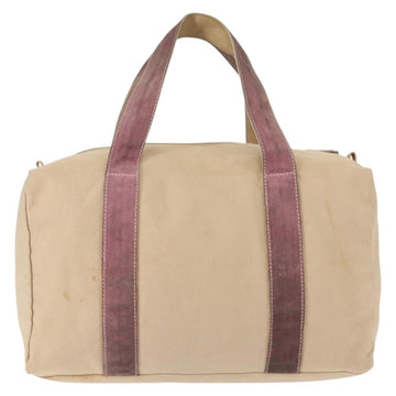 PRADA Tote Bag Canvas Leather Beige Silver Auth yk19753 - 0