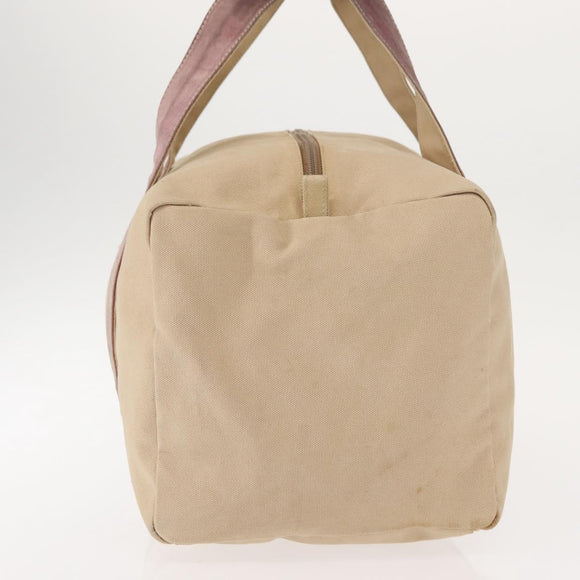PRADA Tote Bag Canvas Leather Beige Silver Auth yk19753