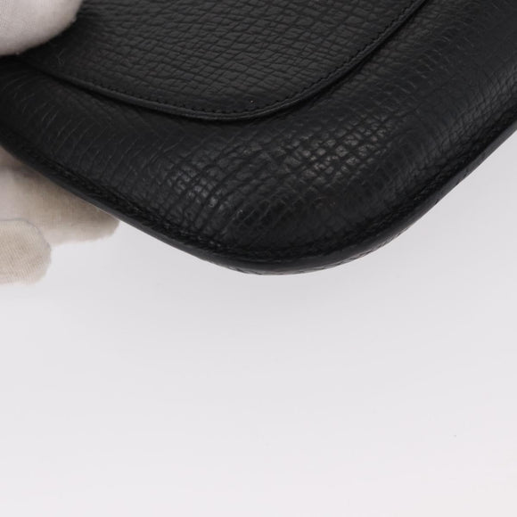 LOEWE Accessory Pouch Leather Black Silver Auth yk19756