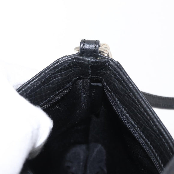 LOEWE Accessory Pouch Leather Black Silver Auth yk19756