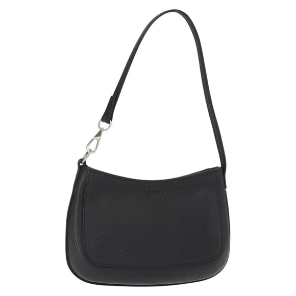 LOEWE Accessory Pouch Leather Black Silver Auth yk19756