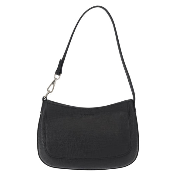 LOEWE Accessory Pouch Leather Black Silver Auth yk19756