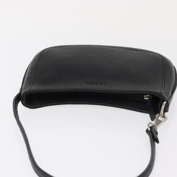 LOEWE Accessory Pouch Leather Black Silver Auth yk19756