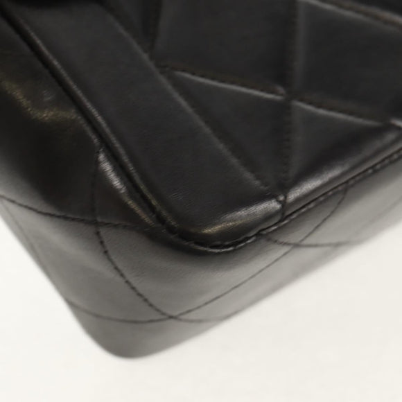 CHANEL Matelasse Chain Hand Bag Lamb Skin Black Gold CC Auth yk19760V