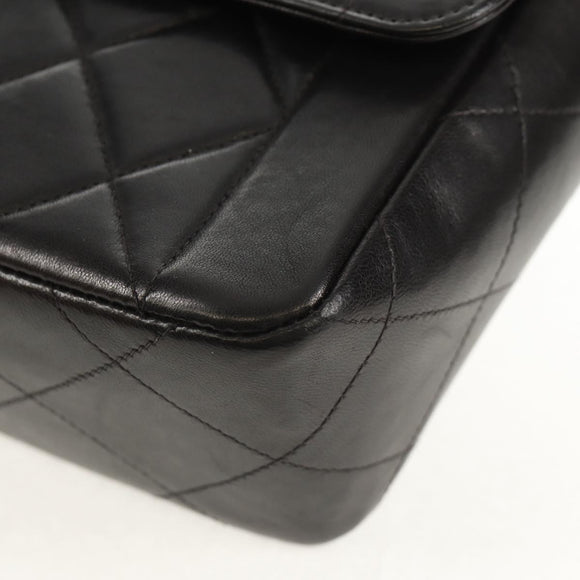 CHANEL Matelasse Chain Hand Bag Lamb Skin Black Gold CC Auth yk19760V