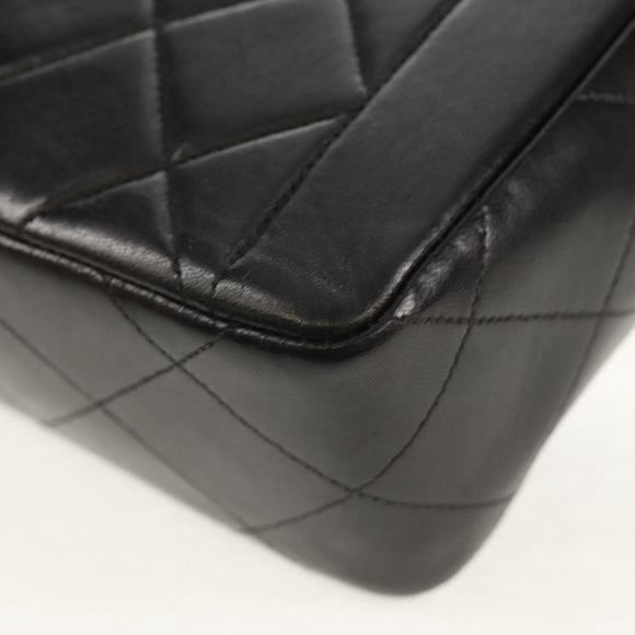 CHANEL Matelasse Chain Hand Bag Lamb Skin Black Gold CC Auth yk19760V