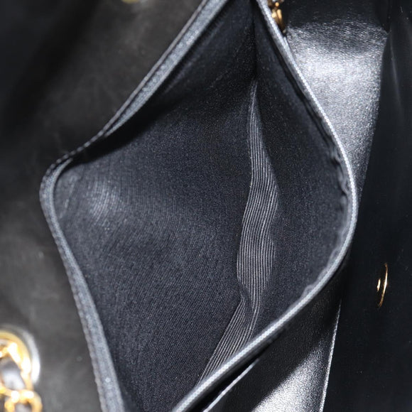 CHANEL Matelasse Chain Hand Bag Lamb Skin Black Gold CC Auth yk19760V