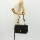 CHANEL Matelasse Chain Hand Bag Lamb Skin Black Gold CC Auth yk19760V-28