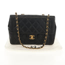 CHANEL Matelasse Chain Hand Bag Lamb Skin Black Gold CC Auth yk19760V-29