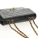 CHANEL Matelasse Chain Hand Bag Lamb Skin Black Gold CC Auth yk19760V-6