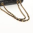 CHANEL Matelasse Chain Hand Bag Lamb Skin Black Gold CC Auth yk19760V-7