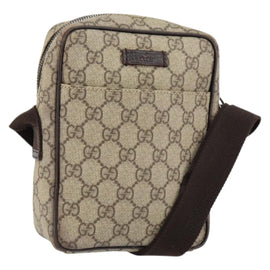 GUCCI GG Supreme Shoulder Bag PVC Beige Silver 122754 Auth yk19762