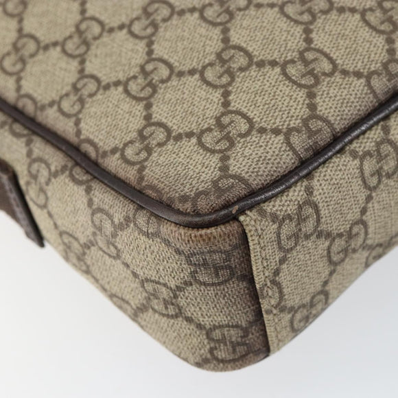 GUCCI GG Supreme Shoulder Bag PVC Beige Silver 122754 Auth yk19762