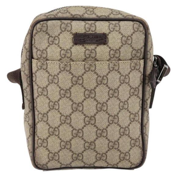 GUCCI GG Supreme Shoulder Bag PVC Beige Silver 122754 Auth yk19762