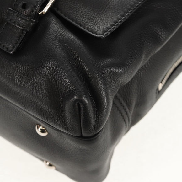 SAINT LAURENT Shoulder Bag Leather Black Silver 227747 Auth yk19763V
