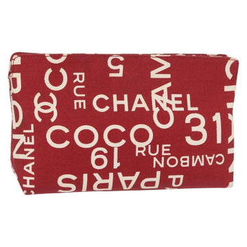 CHANEL Bycy Pouch Canvas Red CC Auth yk19768