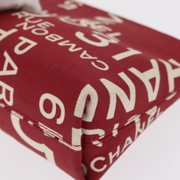 CHANEL Bycy Pouch Canvas Red CC Auth yk19768