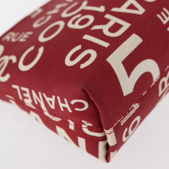 CHANEL Bycy Pouch Canvas Red CC Auth yk19768