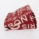 CHANEL Bycy Pouch Canvas Red CC Auth yk19768-4