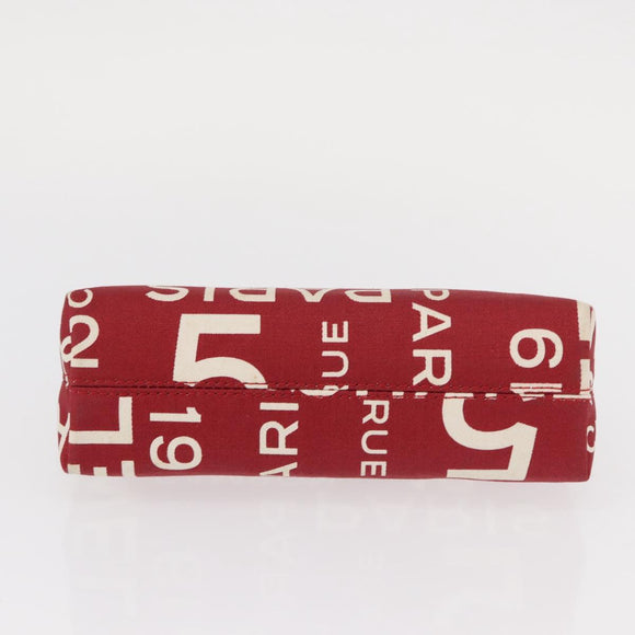 CHANEL Bycy Pouch Canvas Red CC Auth yk19768