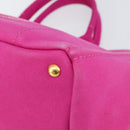 PRADA Canapa MM Handtas Canvas Roze Goud Auth yk19772-9