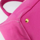 PRADA Canapa MM Handtas Canvas Roze Goud Auth yk19772-14