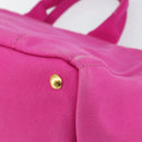 PRADA Canapa MM Handtas Canvas Roze Goud Auth yk19772-15