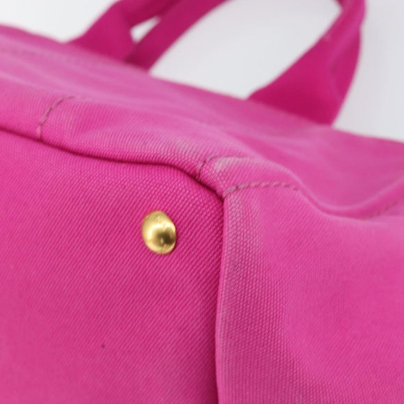PRADA Canapa MM Handtas Canvas Roze Goud Auth yk19772