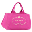 PRADA Canapa MM Handtas Canvas Roze Goud Auth yk19772-1