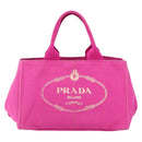 PRADA Canapa MM Hand Bag Canvas Pink Gold Auth yk19772-13